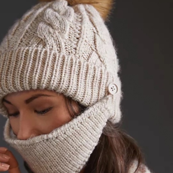 Anthropologie Faux Fur Pom  Beanie With Mask main image 4